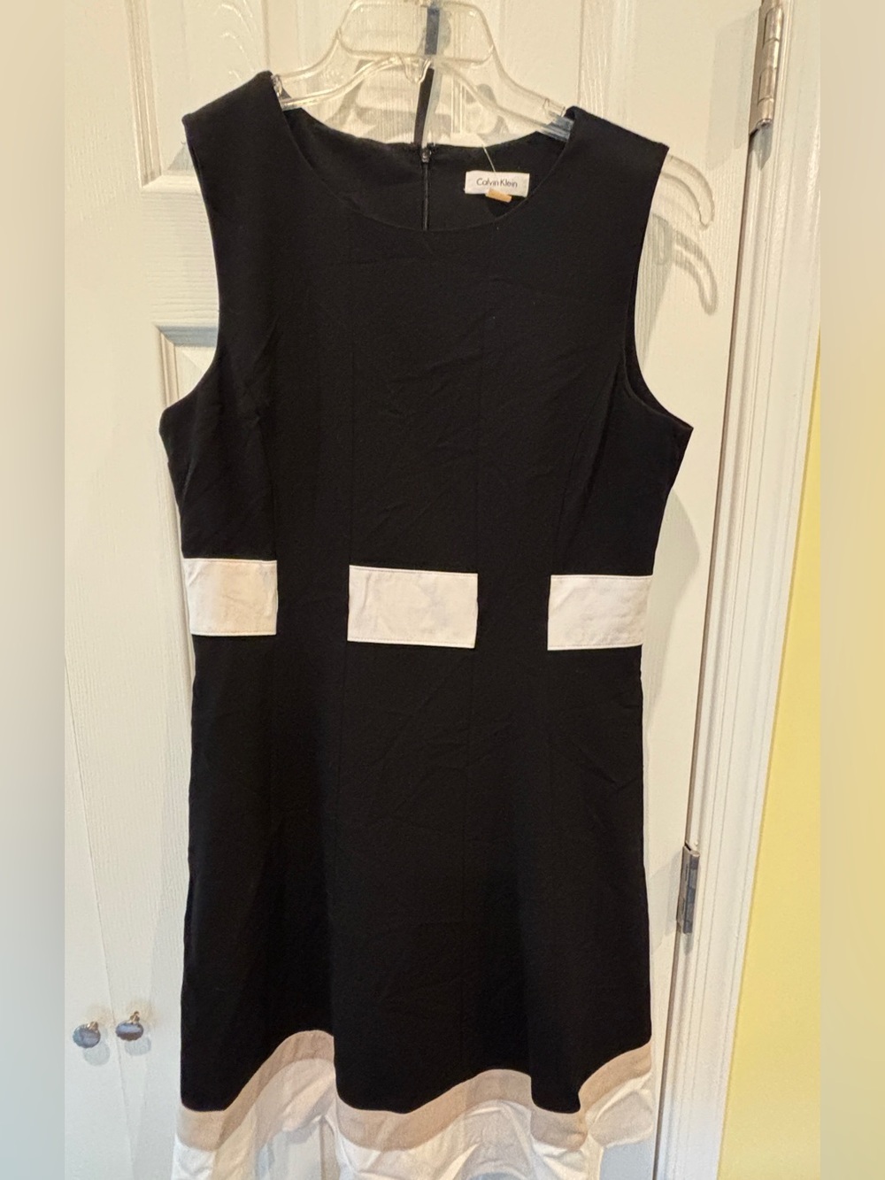 Calvin Klein Black Dress with White Accent Panels